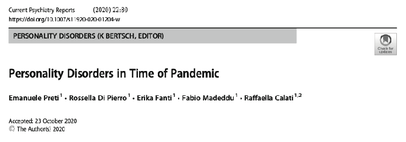 Personality Disorders in Time of Pandemic